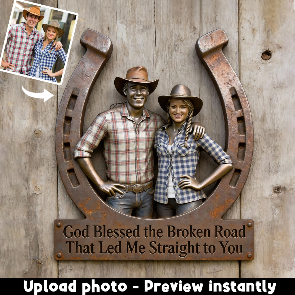 Western Style Couple Gift - Personalized Horse Cut Metal Sign