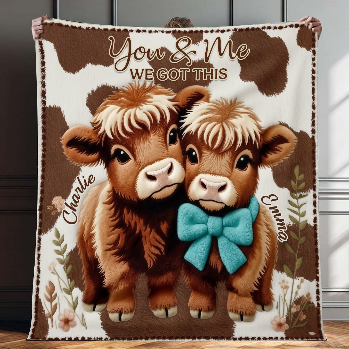 You & Me We - Personalized Highland Cow Blanket