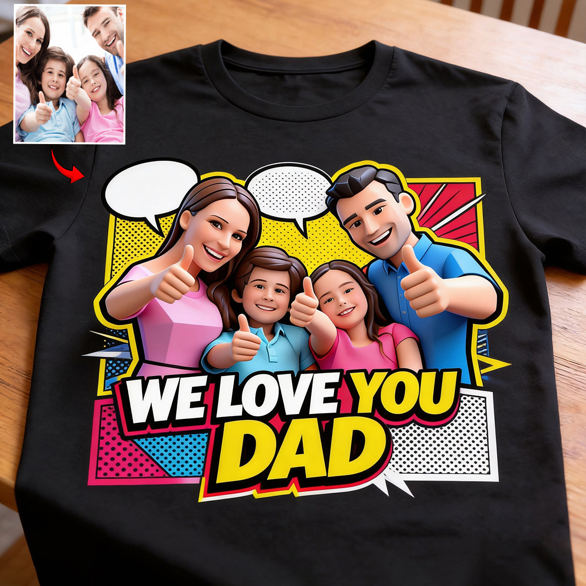 Popart Stil Geschenk - Personalisierte Vater T-Shirt und Hoodie