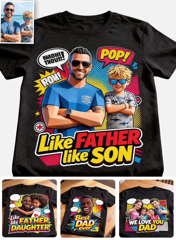 Popart Stil Geschenk - Personalisierte Vater T-Shirt und Hoodie
