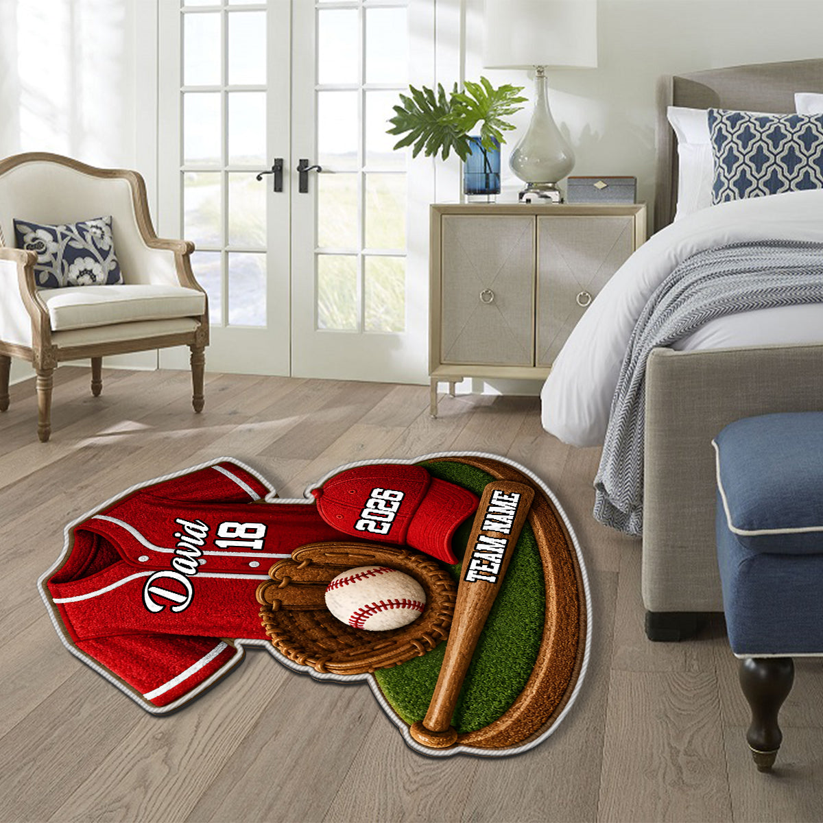 Baseball Player - Personalized Baseball Non-Slip Tufted Rug