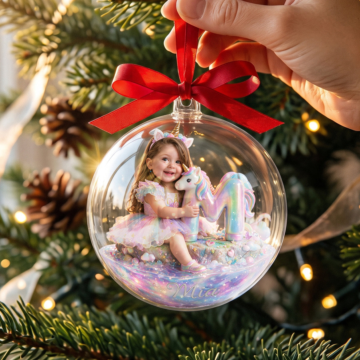 Mermaid & Unicorn - Personalized Kid Acrylic Ball Ornament