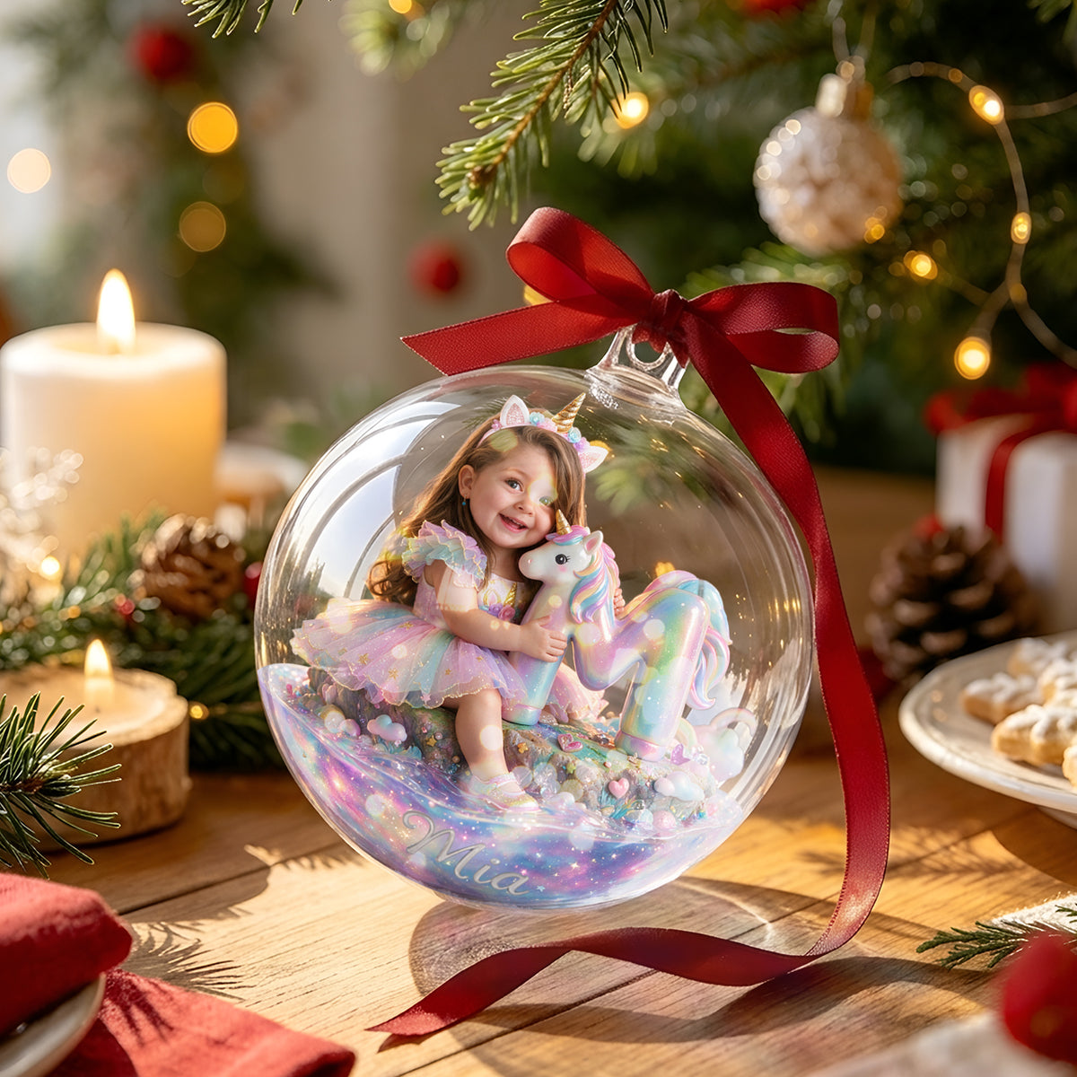 Mermaid & Unicorn - Personalized Kid Acrylic Ball Ornament