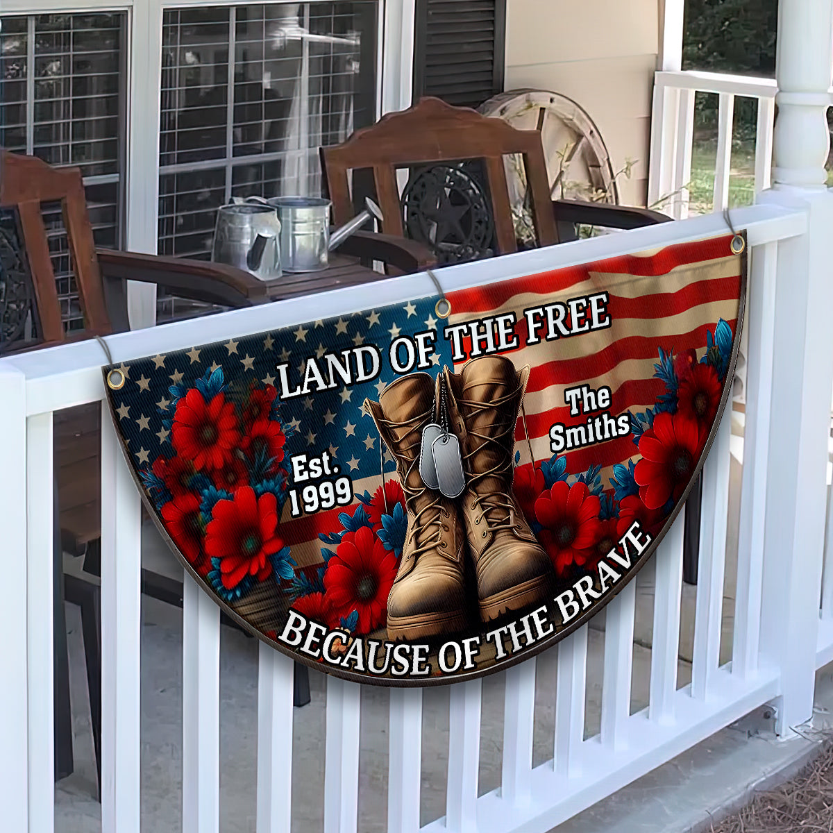 Weil die Tapferen – Personalisierte Veteranen-Fanflagge mit Falten