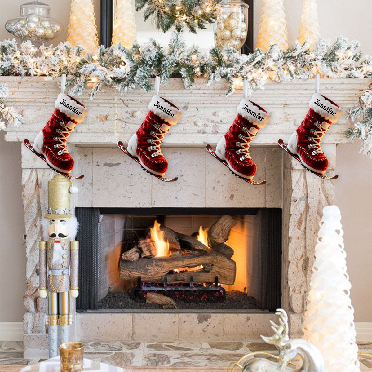 Cadeau idéal pour les passionnés de ski - Chaussette de Noël personnalisée en forme de ski