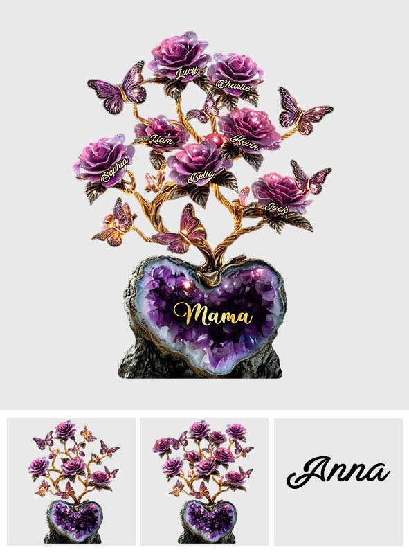 Amethyst Style Rose Tree Gift For Mother/ Grandma/ Wife... - Personalized Mother Custom Shaped Acrylic Plaque
