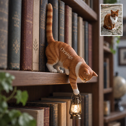 Little Light Keeper - Personalized Cat Bookshelf Lamp