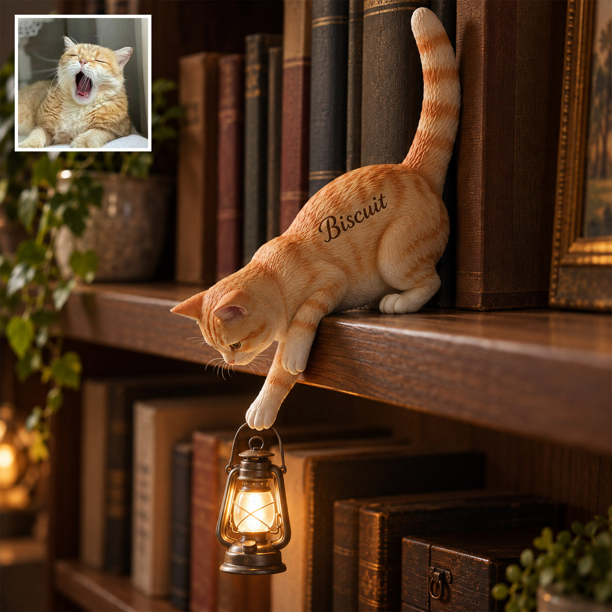 Little Light Keeper - Personalized Cat Bookshelf Lamp