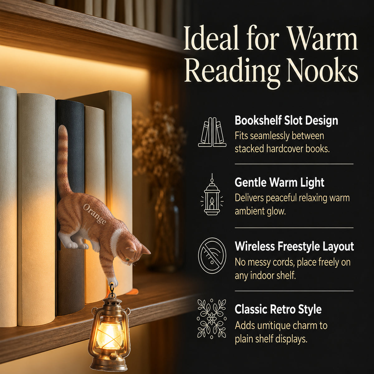 Little Light Keeper - Personalized Cat Bookshelf Lamp