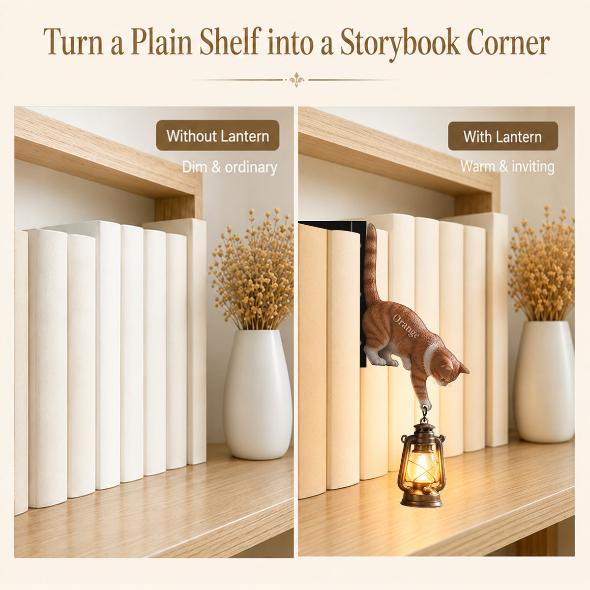 Little Light Keeper - Personalized Cat Bookshelf Lamp