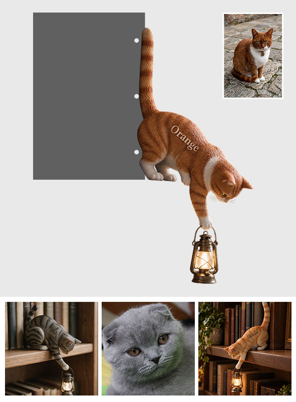 Little Light Keeper - Personalized Cat Bookshelf Lamp