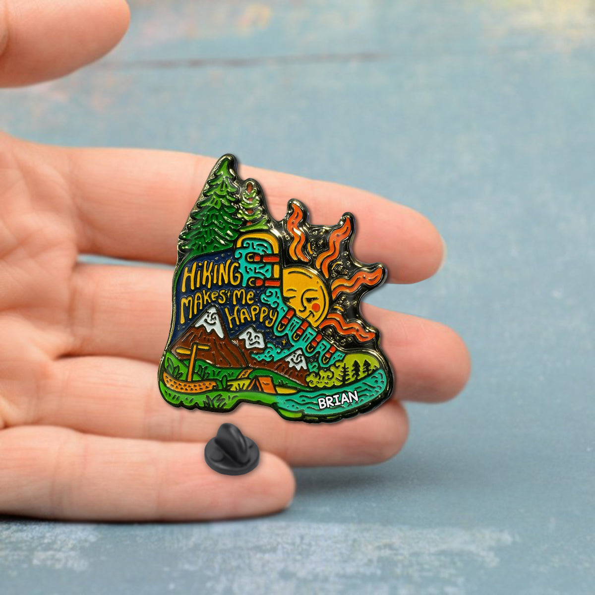 La randonnée me rend heureux - Épinglette de randonnée personnalisée