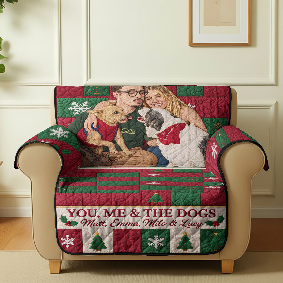 You & Me Christmas Couple Gift - Personalized Couple Quilted Sofa/Couch Cover