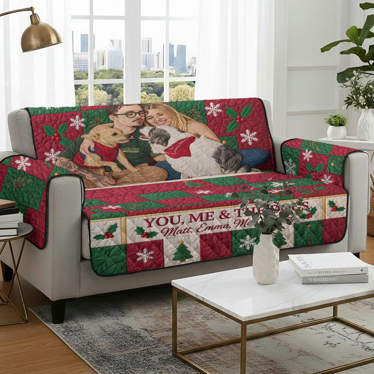 You & Me Christmas Couple Gift - Personalized Couple Quilted Sofa/Couch Cover