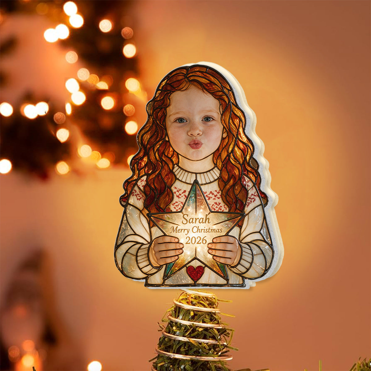 Any Photo - 1st Christmas - Personalized Kid LED Light Tree Topper