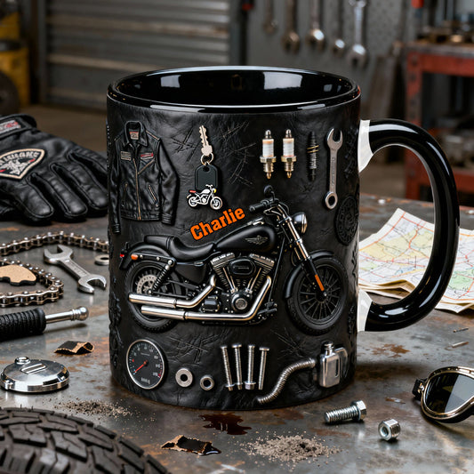 Mug et sous-verre personnalisés sur le thème de la moto