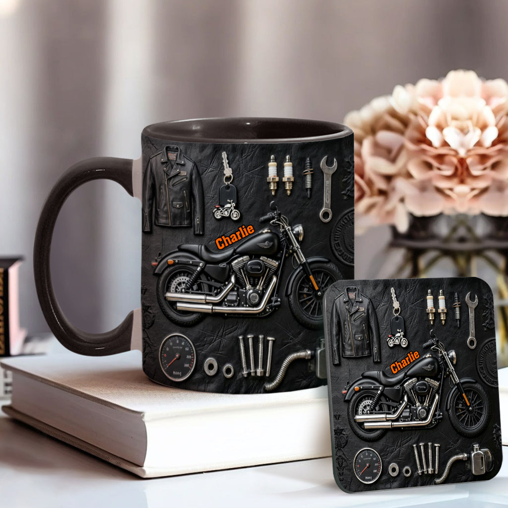 Motorcycle - Personalized Biker Accent Mug & Coaster