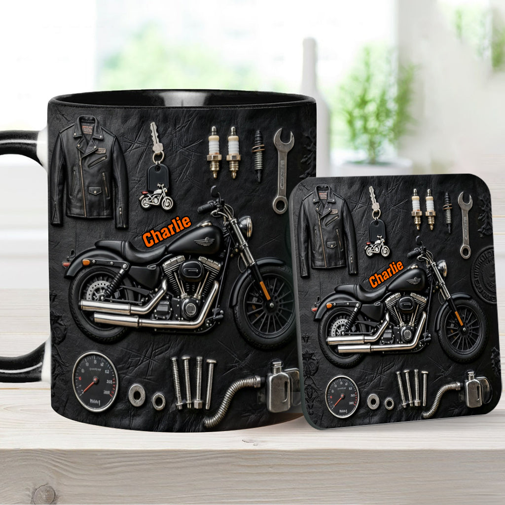 Motorcycle - Personalized Biker Accent Mug & Coaster