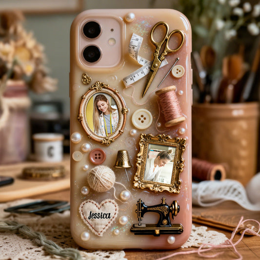 Ich liebe Nähen – Personalisierte Handyhülle mit Nähmotiv