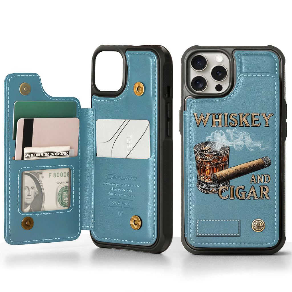 Whiskey And Cigar - Personalized Whisky Wallet Phone Case