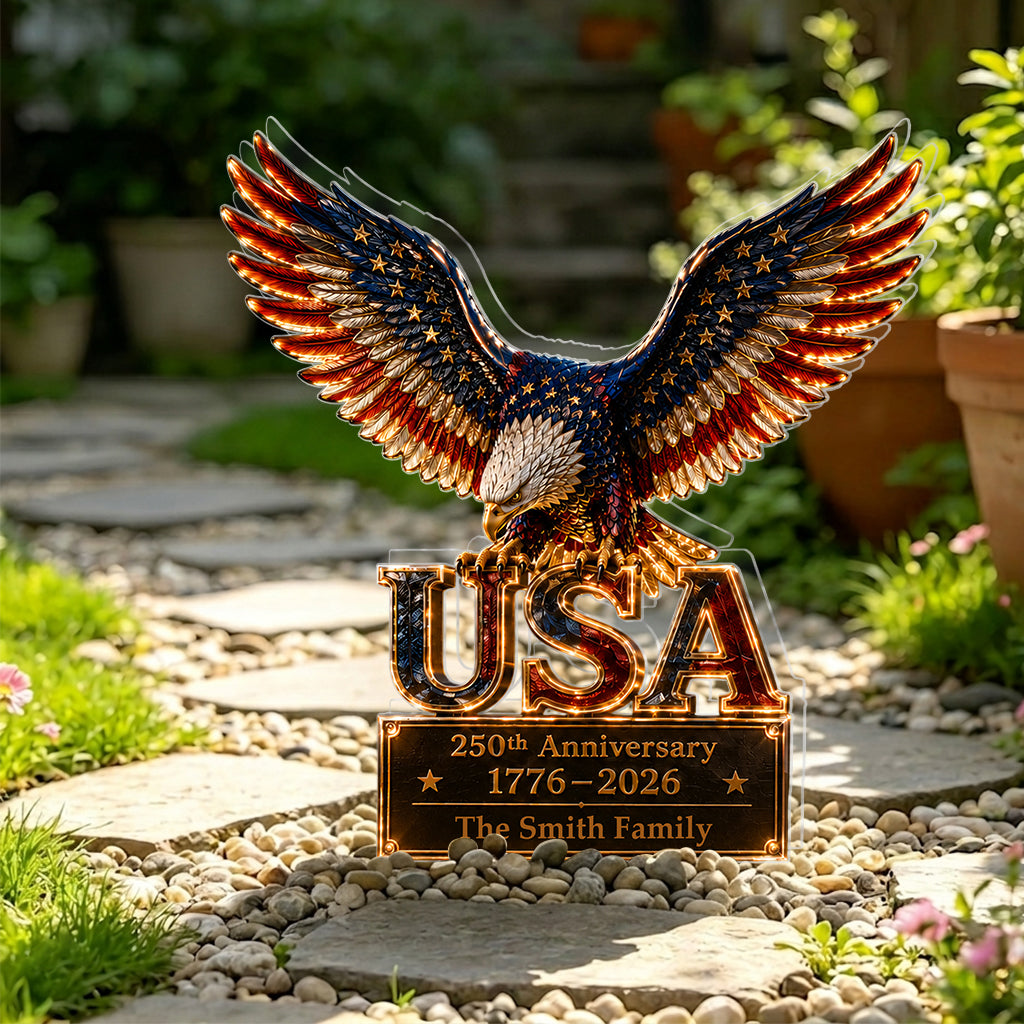 250th Anniversary - Personalized Bald Eagle Solar Acrylic Light