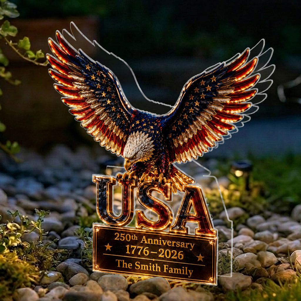 250th Anniversary - Personalized Bald Eagle Solar Acrylic Light