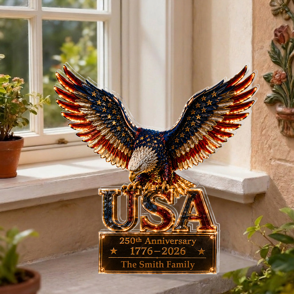 250th Anniversary - Personalized Bald Eagle Solar Acrylic Light