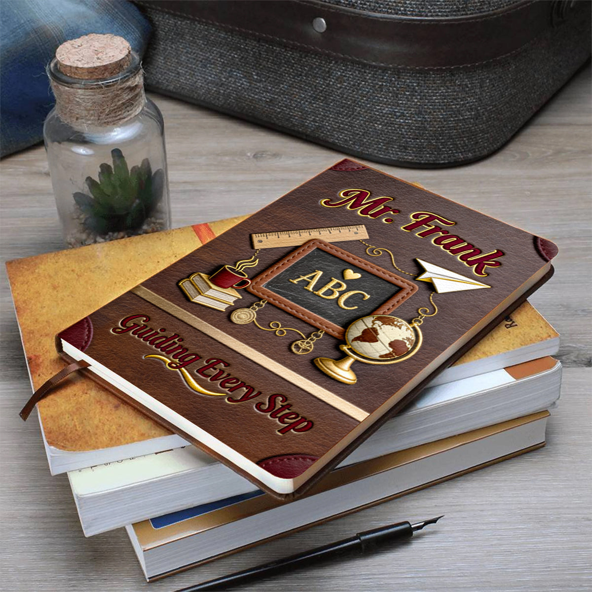 Vintage Teacher - Personalized Teacher Leather Journal