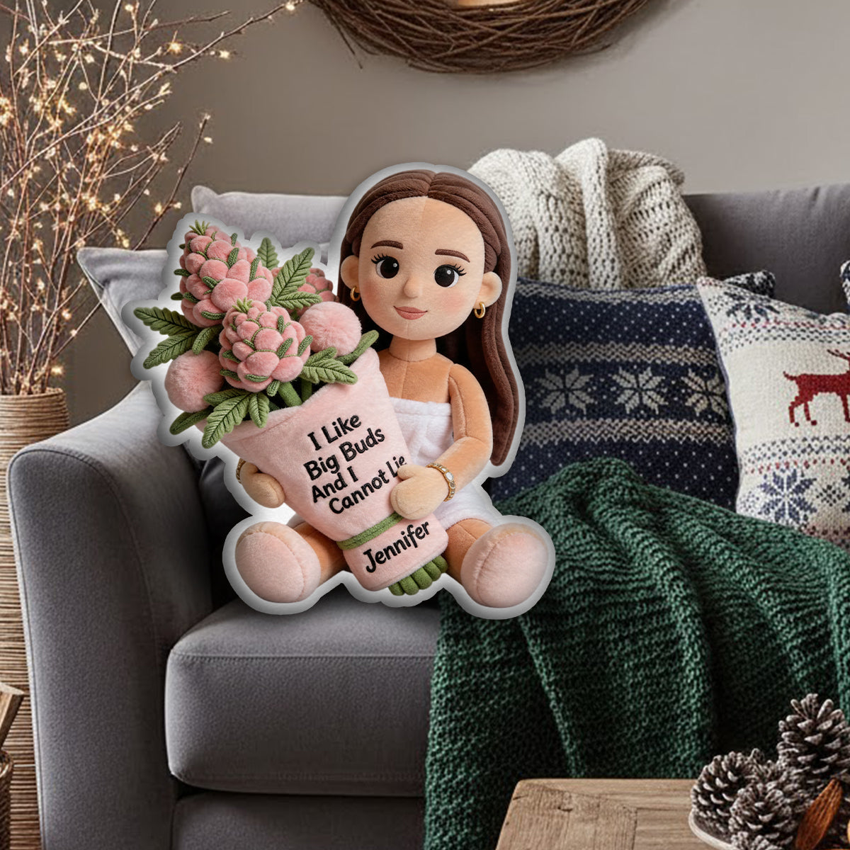 Lustiges Gras-Kissen – personalisiertes Kissen in Form von Gras aus Kunstfell