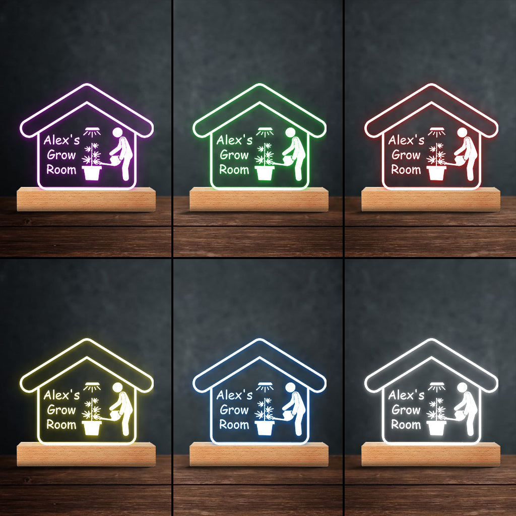 Grow Room - Personalized Weed Shaped Plaque Light Base