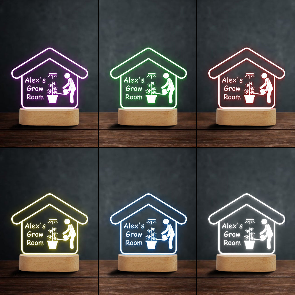 Grow Room - Personalized Weed Shaped Plaque Light Base