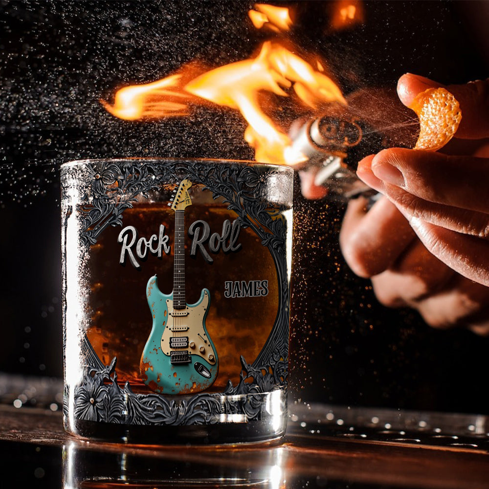 Rock & Roll - Personalized Guitar Whiskey Glass