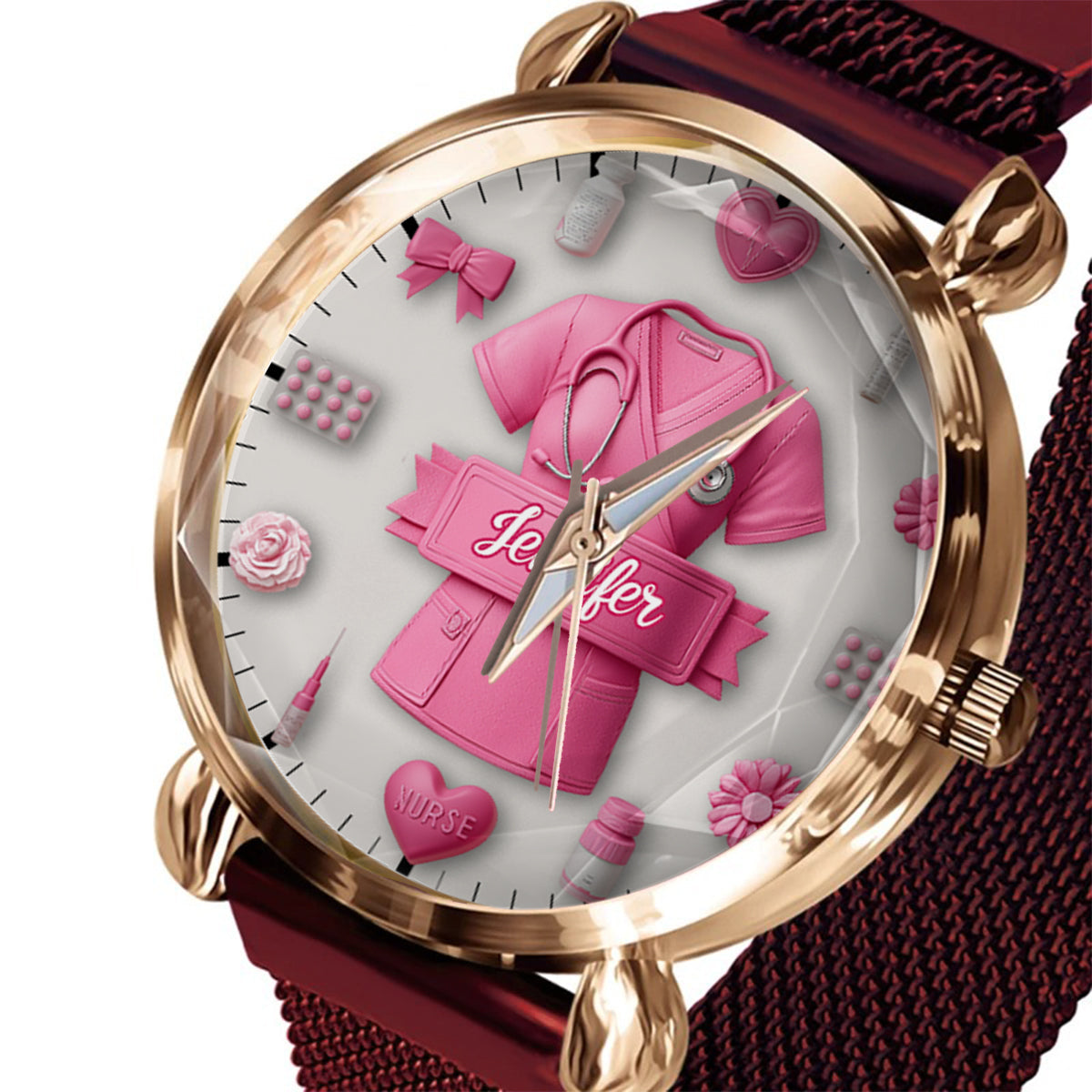 Nursing Is A Work Of Heart - Personalized Nurse Women Hand Watch