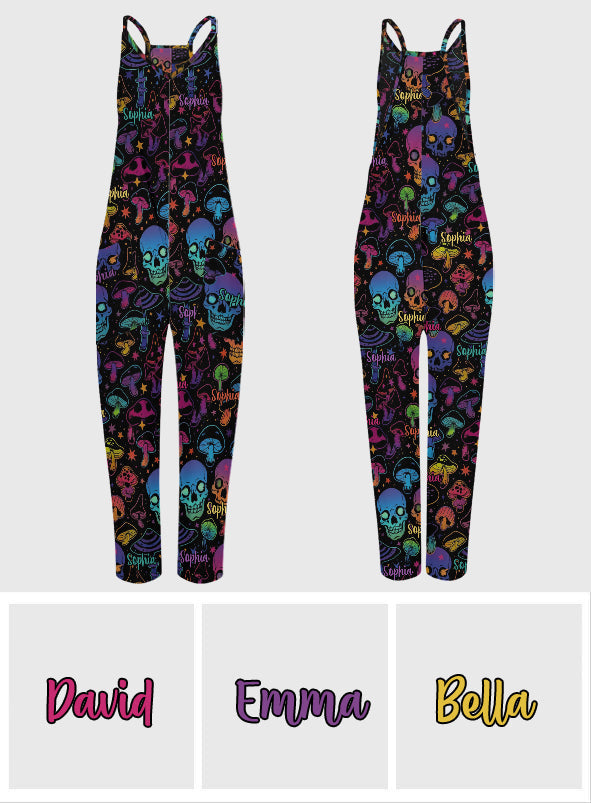 Mushroom & Skull - Personalized Hippie Loose-Fit Overalls/ Rompers