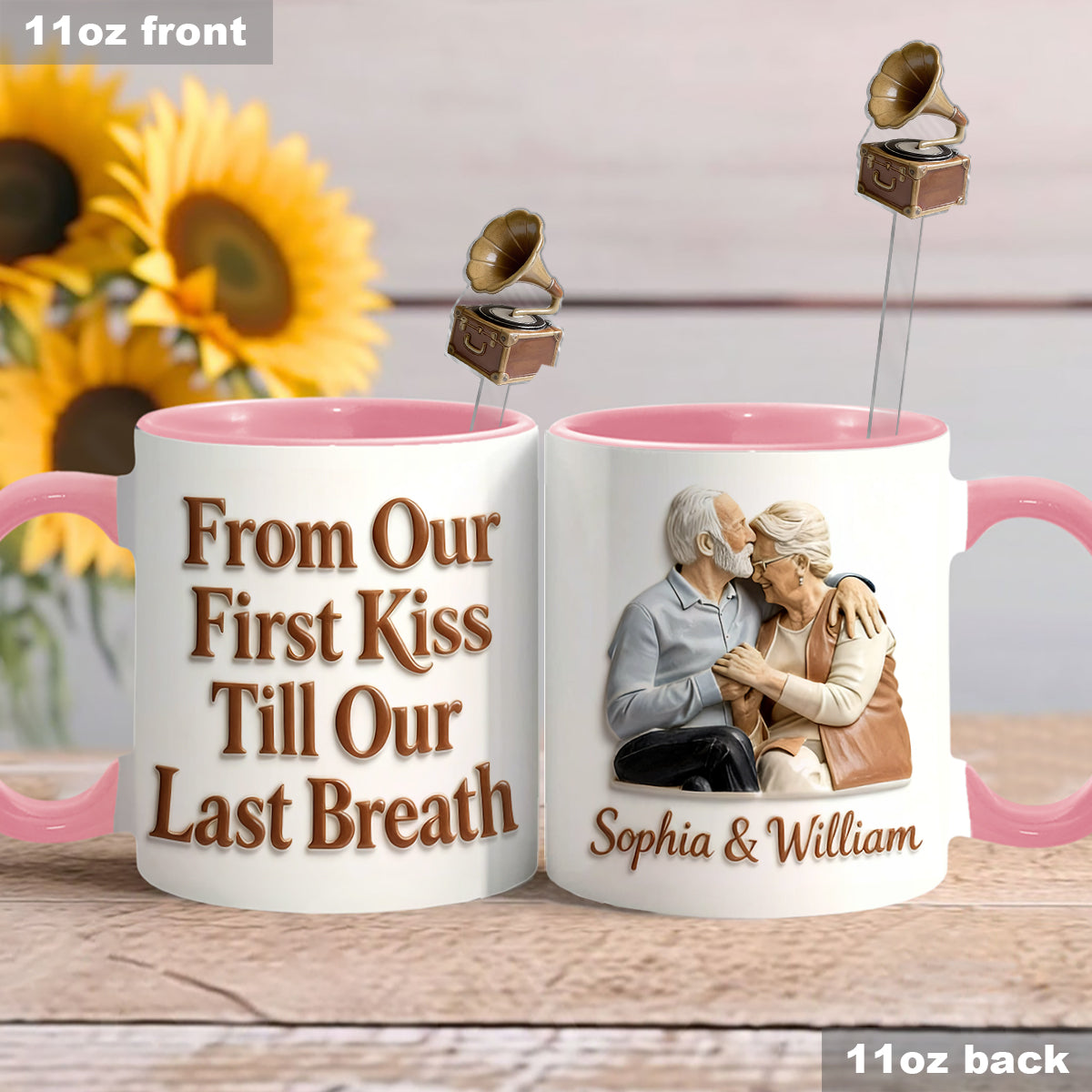Custom From Any Photo - Personalized Couple Set Accent Mug with Acrylic Stirrers