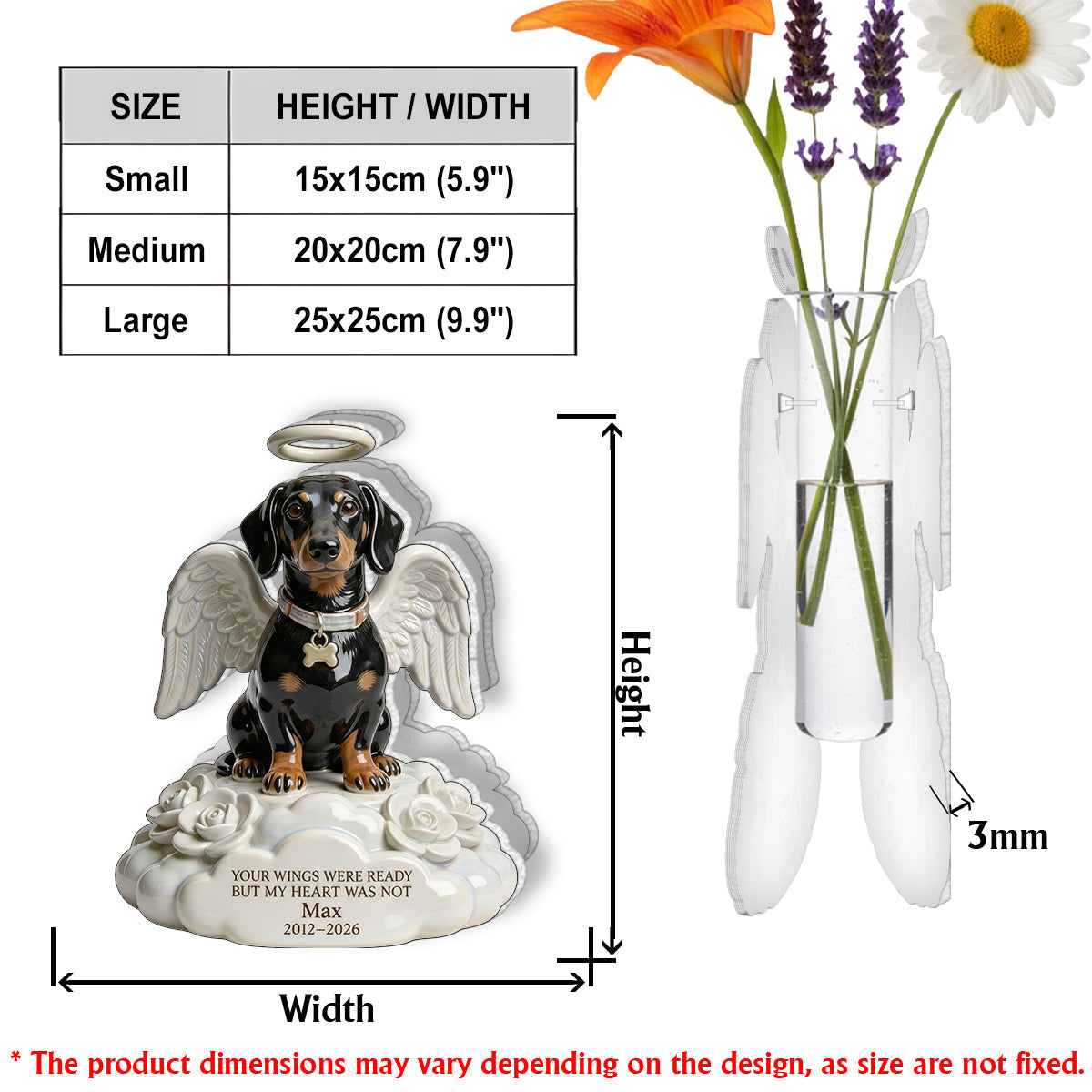 Angel Dog - Personalized Dog Custom Shape Acrylic Flower Vase