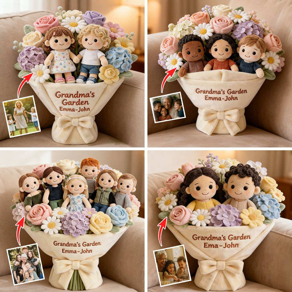 Grandma's Garden - Personalized Grandma Premium Faux Fur Pillow