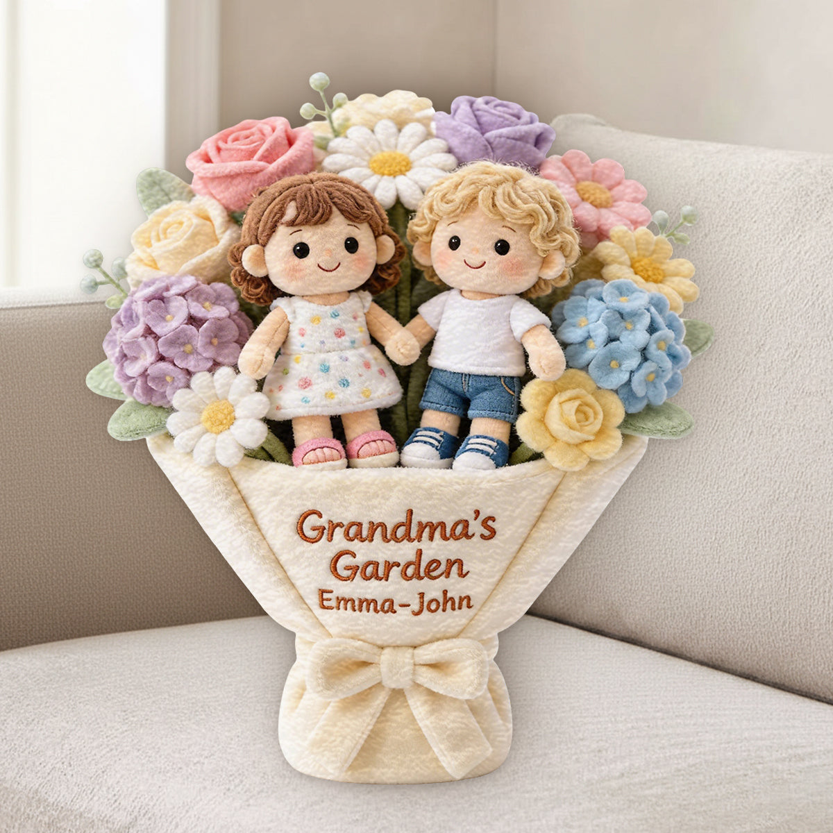 Grandma's Garden - Personalized Grandma Premium Faux Fur Pillow