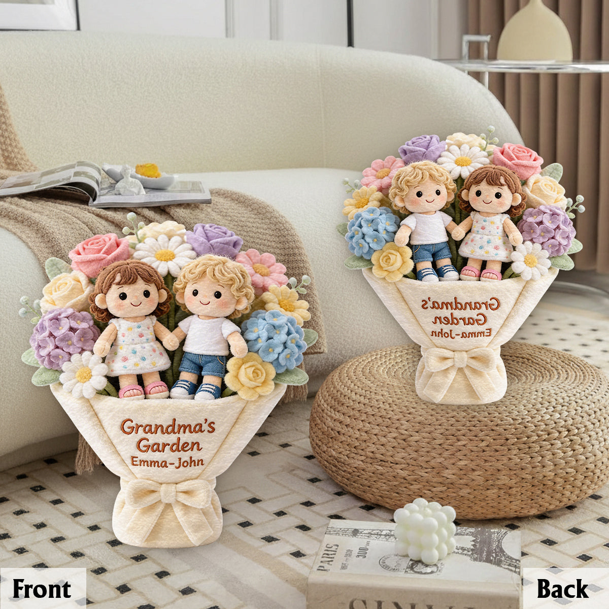 Grandma's Garden - Personalized Grandma Premium Faux Fur Pillow