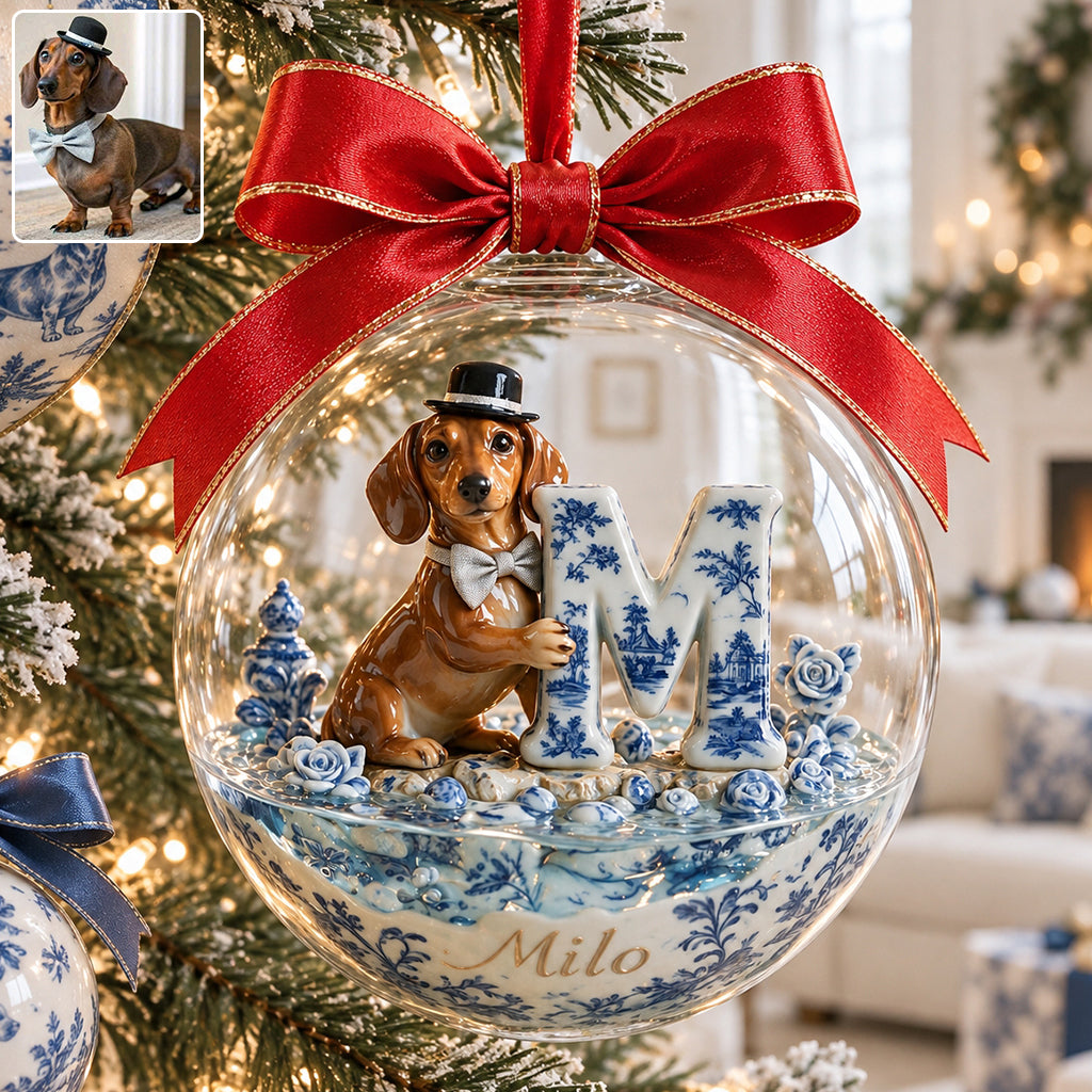 Toile de Jouy Dog - Personalized Dog Acrylic Ball Ornament