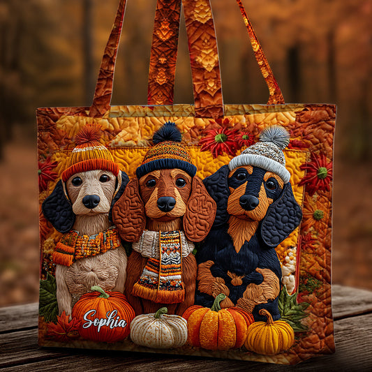 Sac fourre-tout matelassé personnalisé Autumn Dog - Teckel