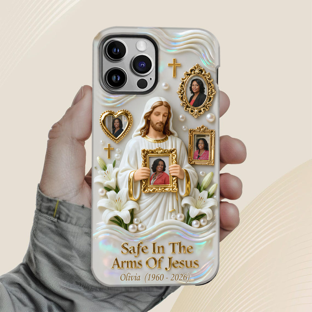 Save In The Arms Of Jesus - Personalized Memorial Full Print Phone Case