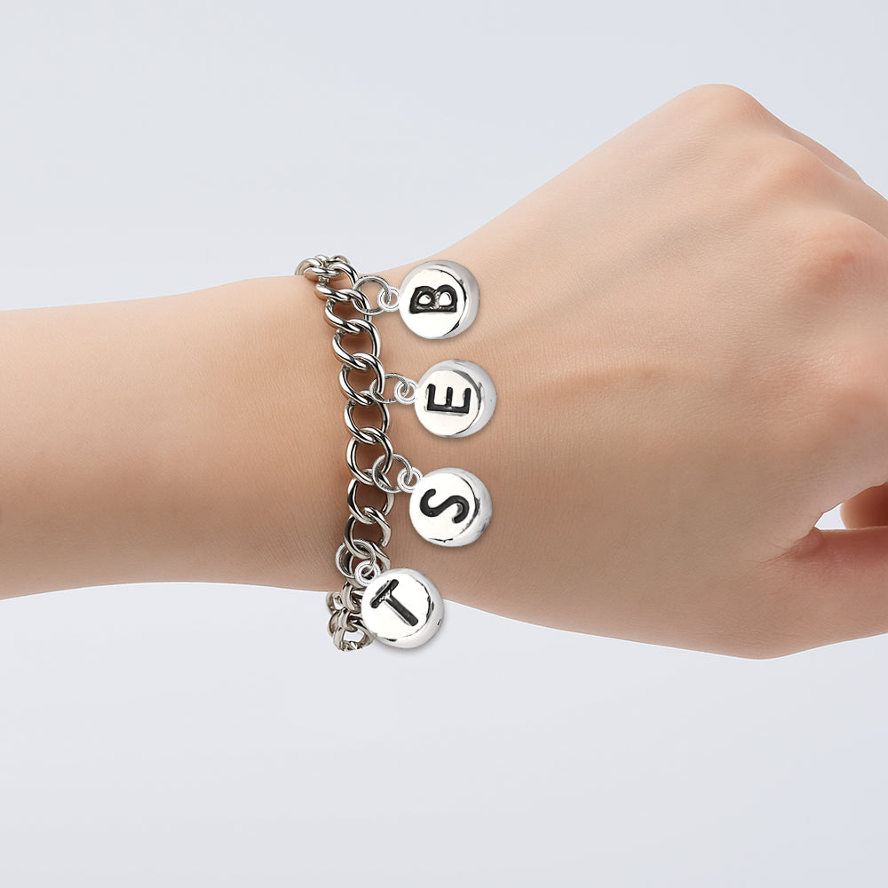 Besties Pieces Of Heart - Personalized Bestie Bracelet With Charms
