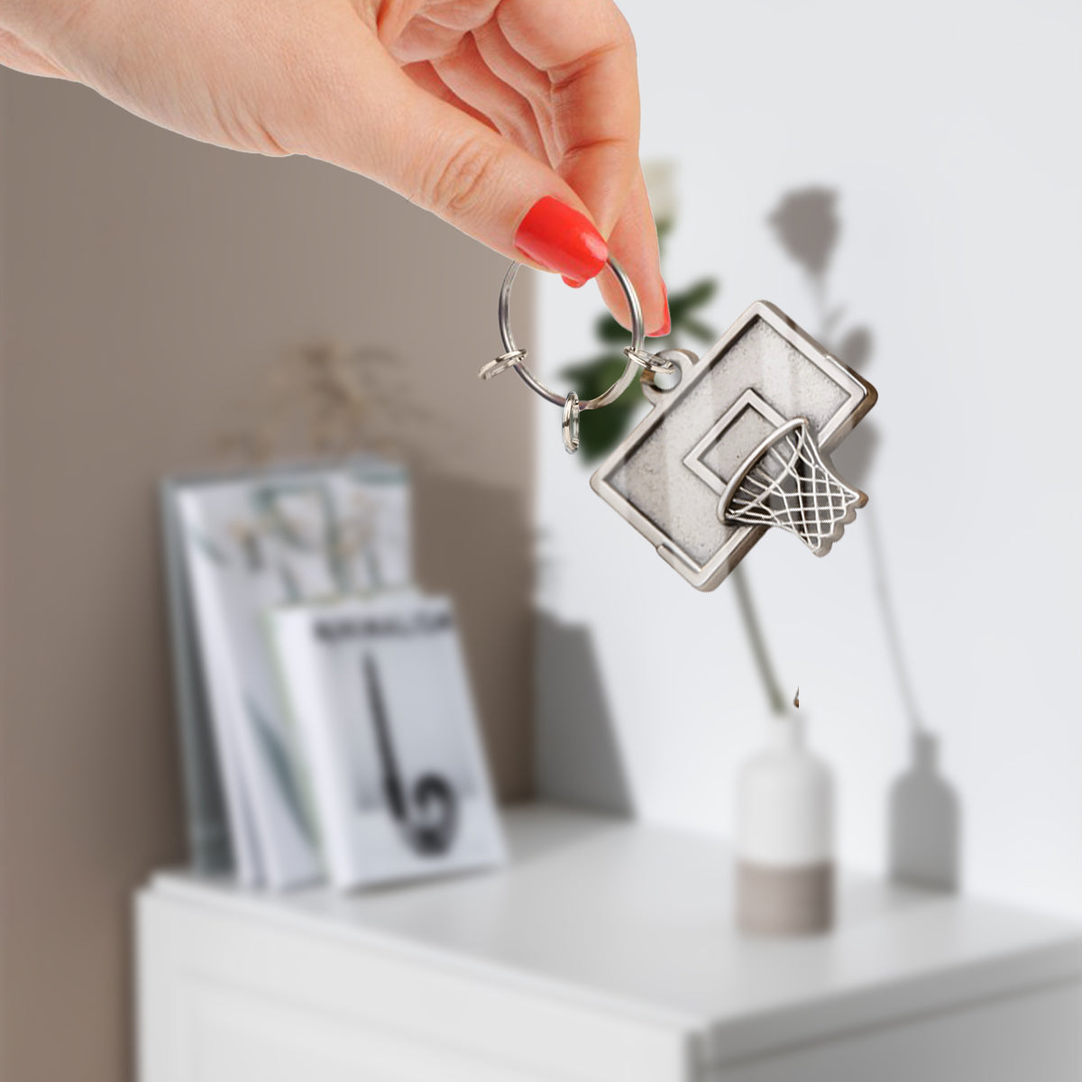 Porte-clés de basket personnalisé « Love Basketball » avec breloques