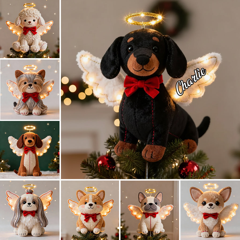 Merry Christmas - Personalized Dog LED Light Tree Topper