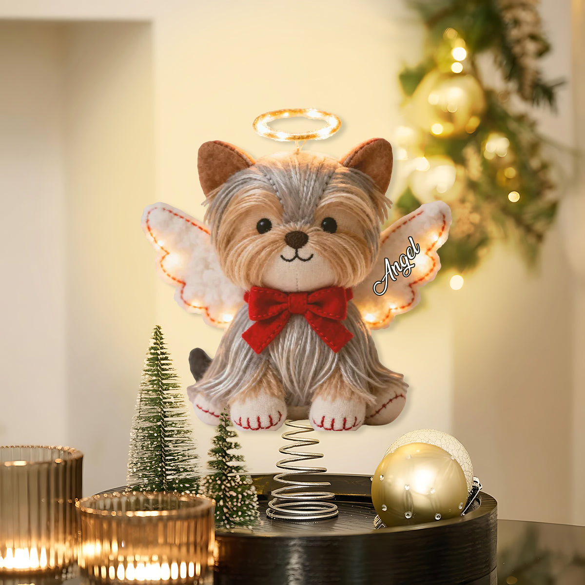 Merry Christmas - Personalized Dog LED Light Tree Topper