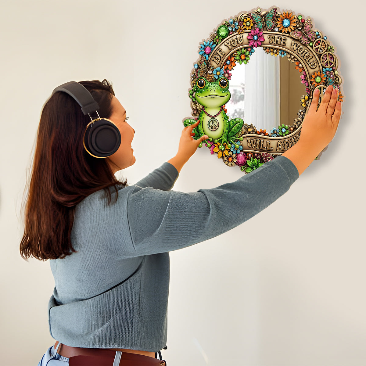 Be You The World Will Adjust - Personalized Hippie Wall Hanging Mirror
