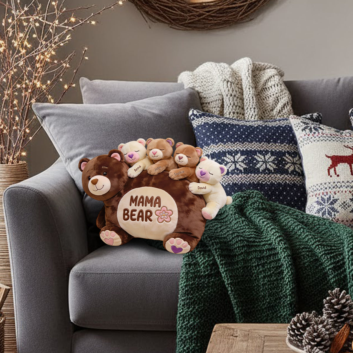 Geschenk für Mama und Oma – Personalisiertes Kissen in Form eines Muttertags aus Kunstfell