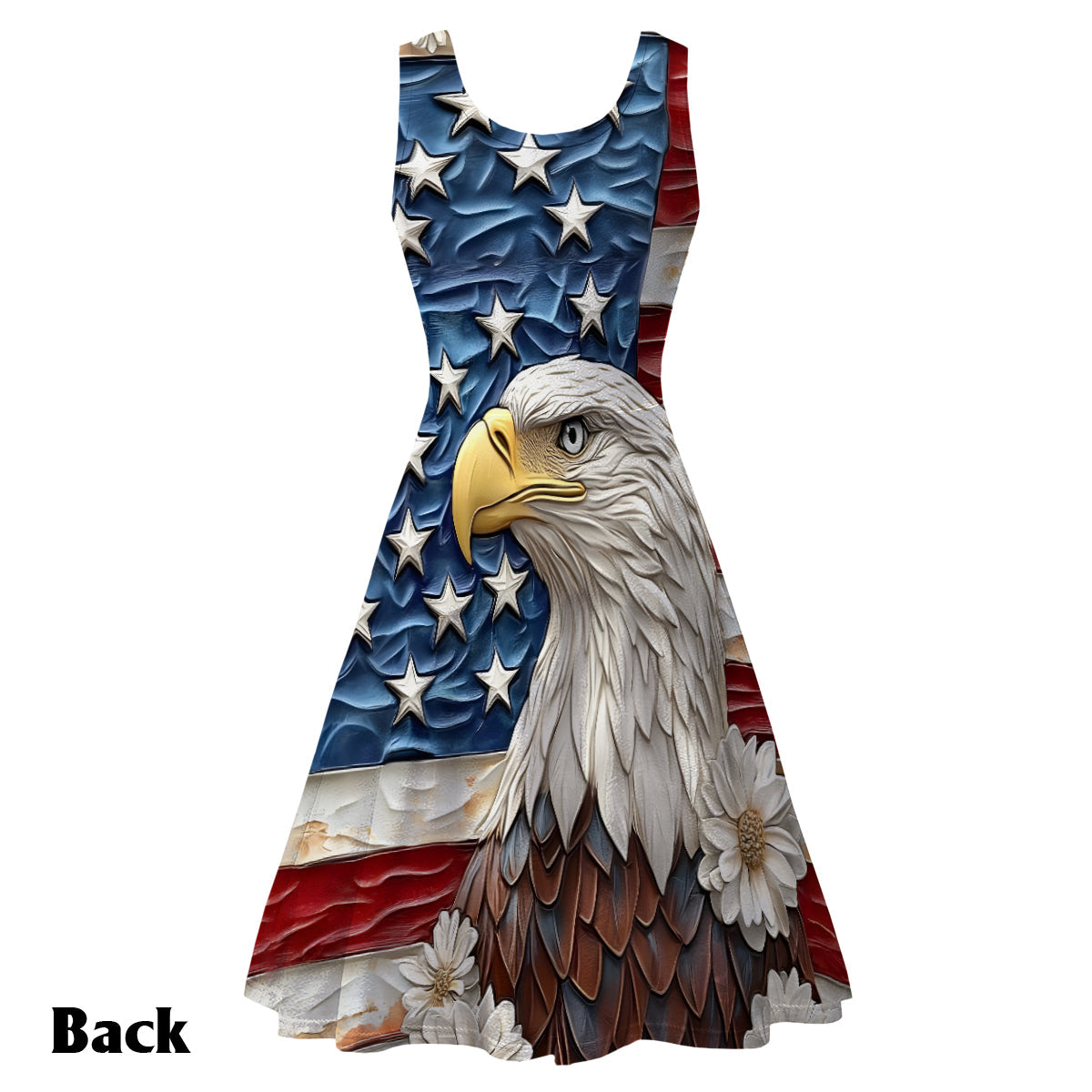 Gott segne Amerika – Personalisiertes ärmelloses Kleid mit Weißkopfseeadler
