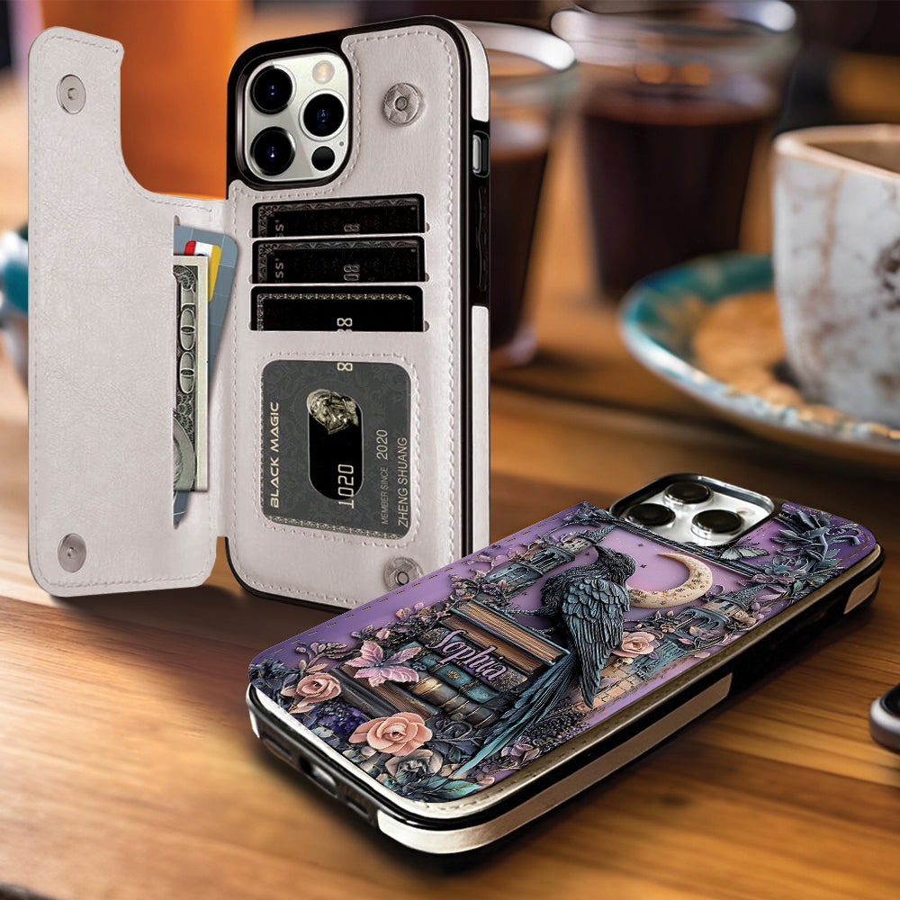 Étui portefeuille pliable personnalisé Dark Academia Book Reader - Étui de téléphone avec livre intégré